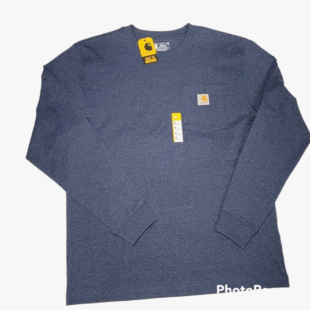 Carhartt T-Shirt Mens Size Medium Long Sleeve Pocket Blue